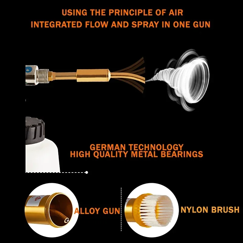 Tornador Cleaning Gun Dry Cleaning Car Gun Auto Automotive Interior Cleaning Machine Foam Washer  Cockpit Care with Brush 2023