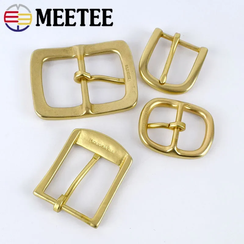 Meetee 1/2Pcs 30/35/40/45mm Solid Brass Belt Buckles For Men Pin Buckle Head Bag Strap Clasps DIY Leather Crafts Accessories