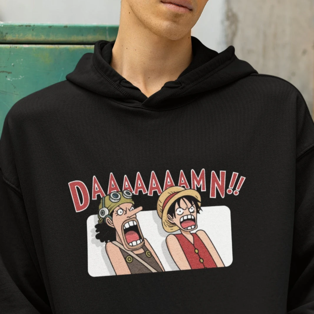 

One Piece Damn Oversized Hoodie anime print Men's Clothing Sweatshirt Women Long Sleeve Autumn winter Sweater Y2k Streetwear Top