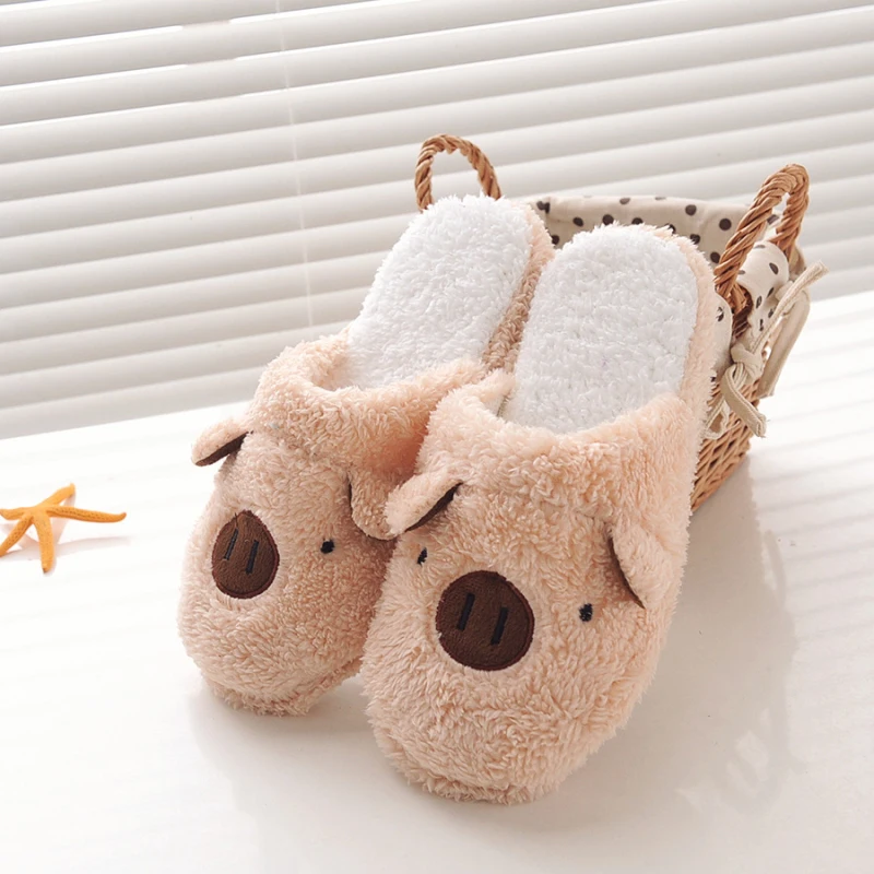 Winter Women\'s Slipper Home Shoes For Women Chinelos Pantufas Adulto Fashion Lovely Bear Pig Indoor House Slippers With Fur