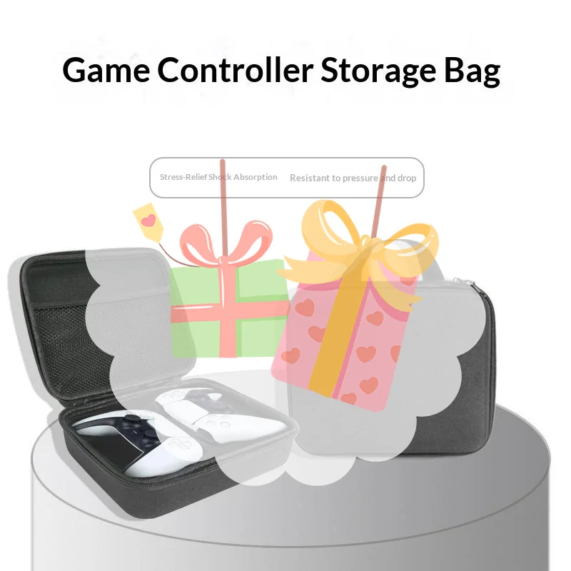 Portable EVA Hard Carry Bag For Two Game Controllers, Shock-Proof Protective Storage Case With Mesh Pocket For Gaming Accessori