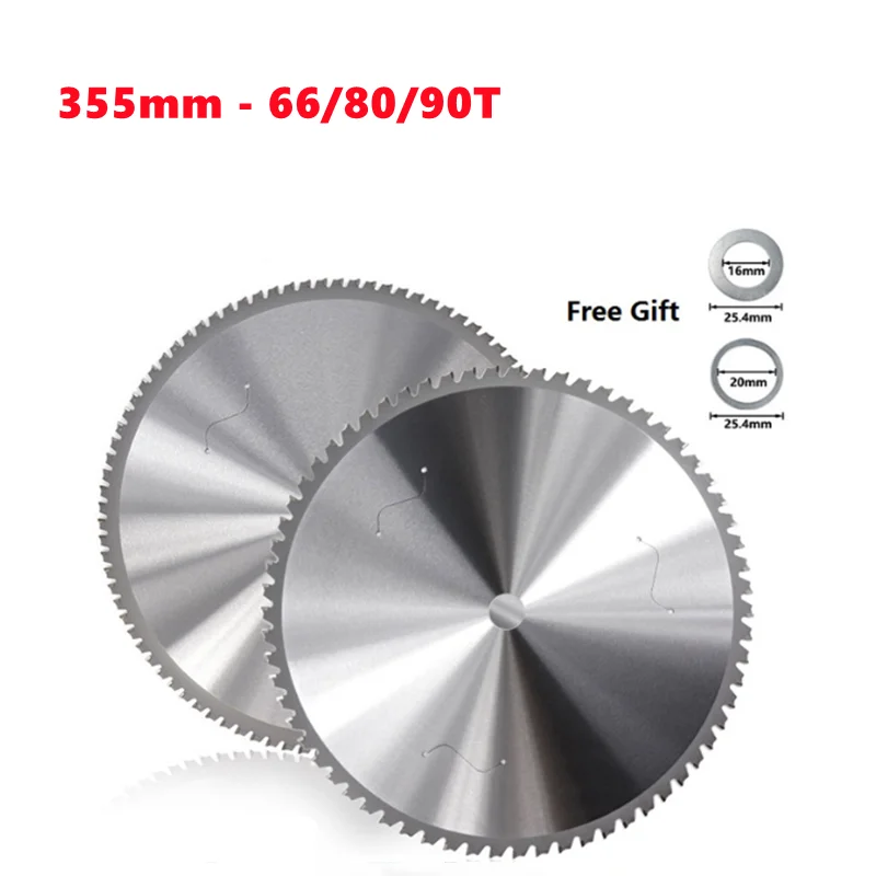 Tarcza tnąca ze stopu twardego żelazna tarcza do piły tarczowej 355mm x 2,6x2,0x25,4x66T/80T/90T aluminiowa tarcza do cięcia metalu ze stali żelaznej