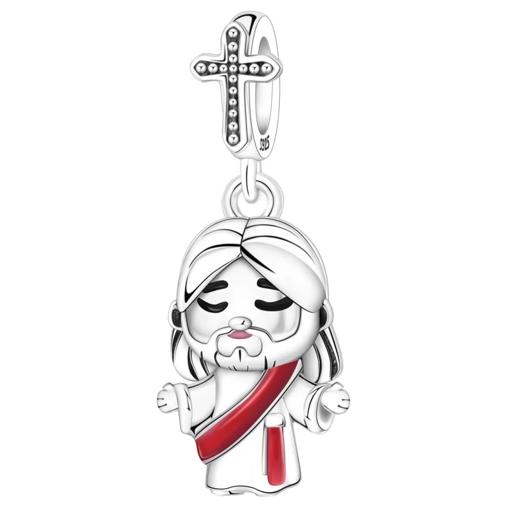 

925 Sterling Silver Jesus Character Religious Symbol Pendants Bracelet Charms Fit Jewelry Party Beads DIY Fine Gifts Accessory