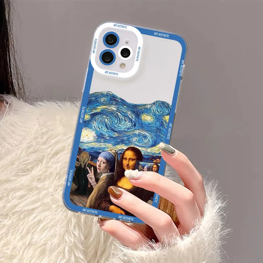 Art David Mona Lisa Van Gogh Case For OPPO RENO 10 8 8T 8Z 7 7Z 6 6Z 5 5F 4 2 A98 A94 A92 A95 A72 A52 PRO PLUS Transparent Cover