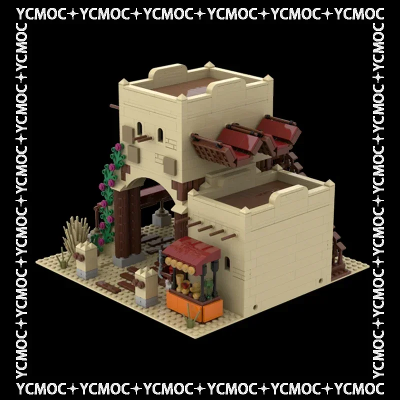 Moc Building Blocks Street View Modello Desert Market Mattoni tecnici Assemblaggio fai-da-te Giocattoli da costruzione per bambini Regali di festa