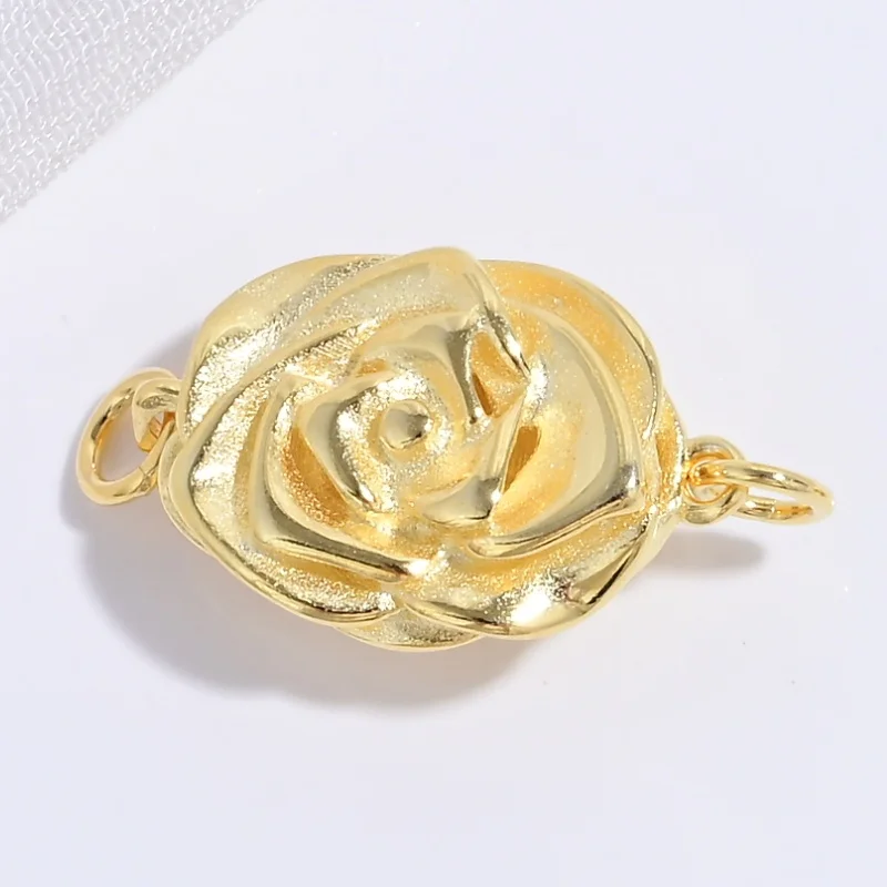 S925 فضة روز البتلة مشبك DIY صنع المجوهرات مغلقة ربط قضيب المفاجئة زر SK105