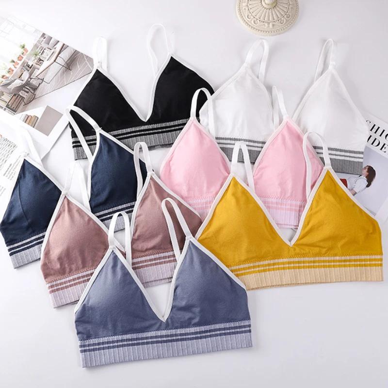 New Striped Women Bra Bralette Lingerie push up bra Cotton flexible Bra For Women Fashion Ins bras Lady Tops Underwear Bralette