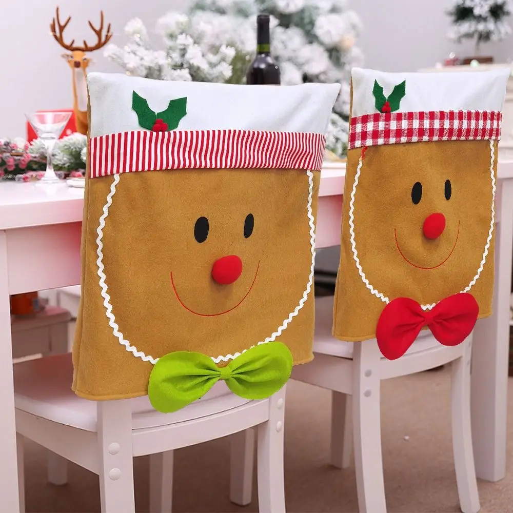 Creative Gingerbread Man Chair Cover Cute Party Supplies Xmas Chair Back Cover Chair Transformation Holiday Decorations