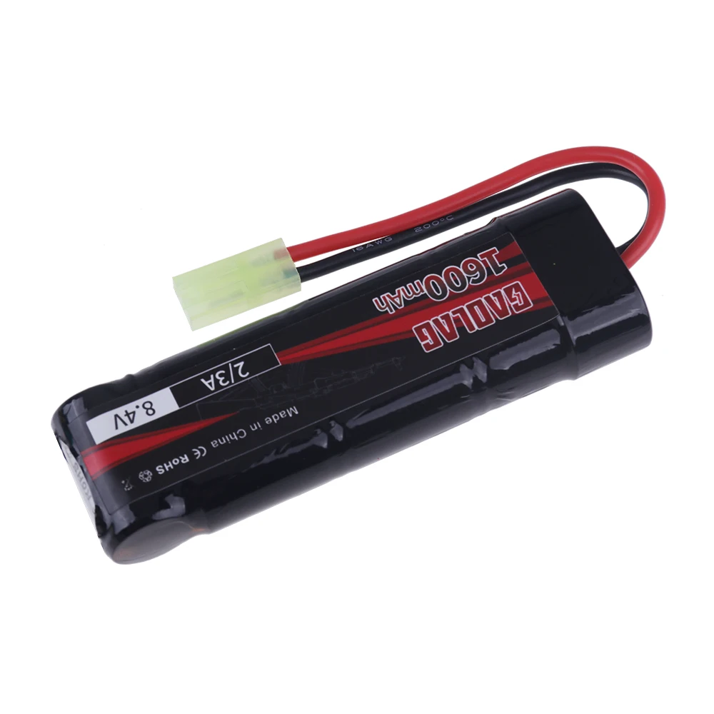 8.4V Airsoft Guns Battery With USB Charger 2/3A 8.4V 1600mAh NiMH Flat Battery Pack for MP5, Scar, M249, M240B, M60, G36C Toys