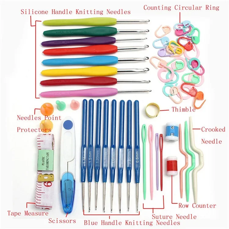 Novice knitting tool Suit Soft handle Crochet Alumina Crochet Wool Don't buckle Twist the needle Needle