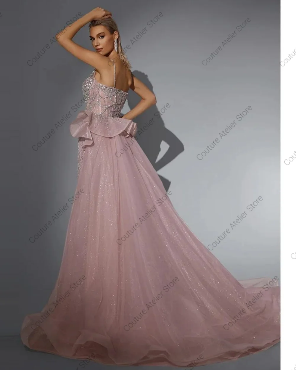 Luxury Beaded Mermaid Evening Dress for Women Spaghetti Strap Detachable Skirt Formal Prom Wedding Party Gown 2026 Customized