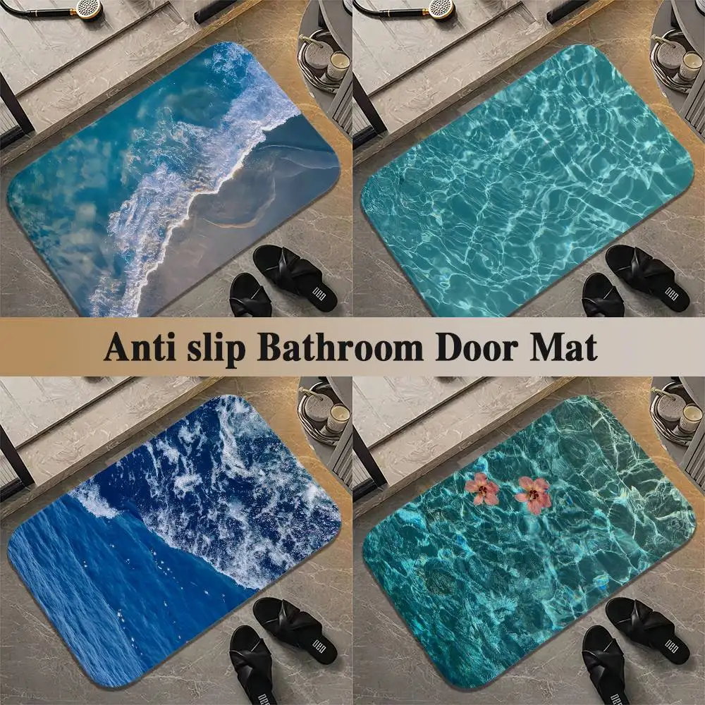 

Sea Wave Floor Mat Printed Large Carpets Room And Bedroom Carpets Bathroom Anti Slip Door MATS Small Carpets