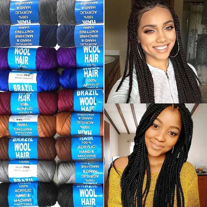 10pcs Brazilian Wool Hair African Yarn Braiding Wholesale Low Temprature Retardnt Synthetic Fiber Desire for Hair