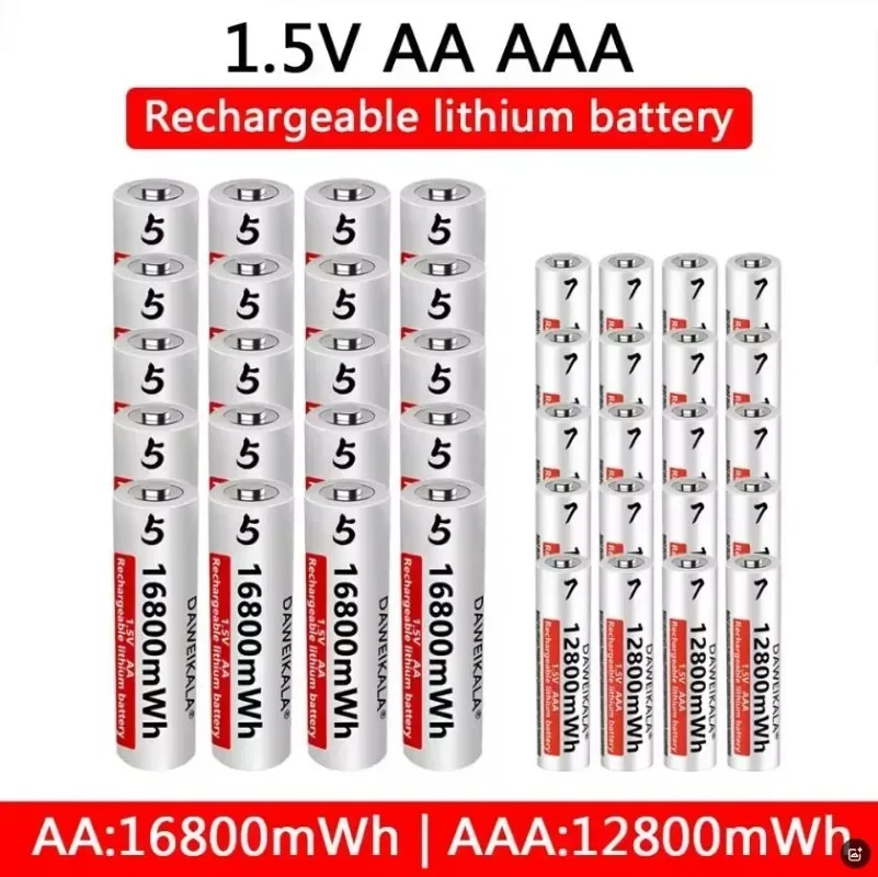 AA AAA rechargeable battery 1.5V lithium-ion battery remote Wholesale For Mouse Flashlight Fan Game Machine electric toy battery