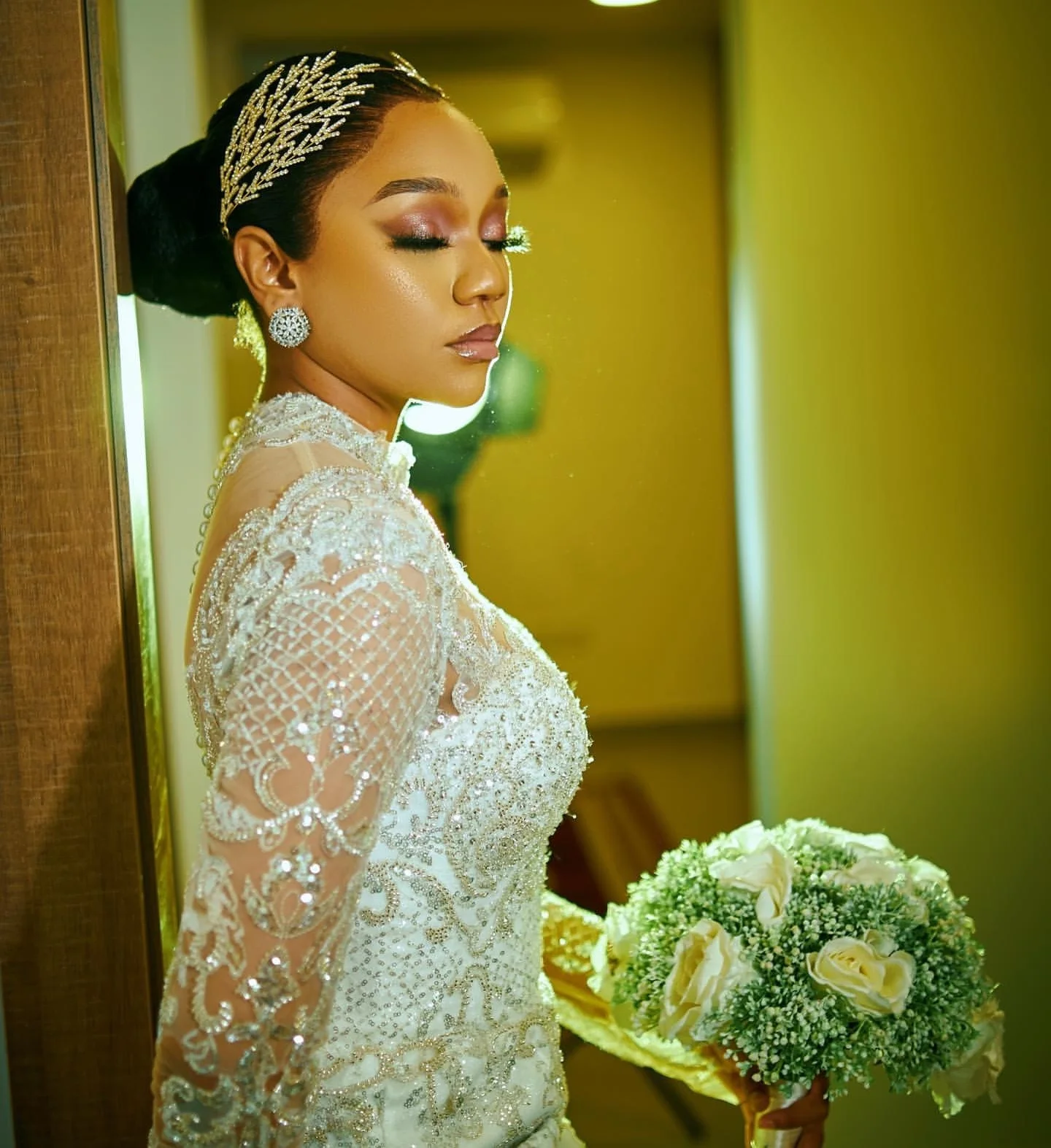 Detachable African Wedding Dresses Black Girls Mermaid Long Sleeves Lace Beaded Aso Ebi Bridal Gowns Vestido De Novia Customized