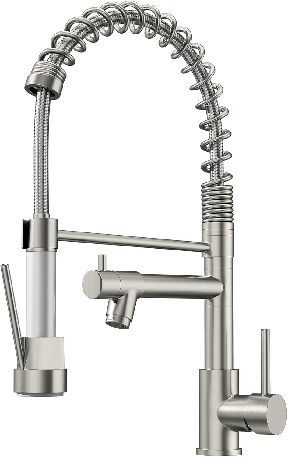 

Single Handle Pull Down Kitchen Faucet, Brushed Nickel Stainless Steel Sink Faucet with Sprayer, 360° Rotation
