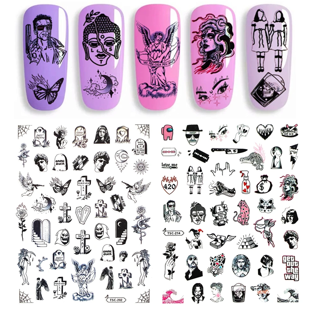 

TSC-214 TSC-305 TSC-330 Skeleton Spy Detective Korean Boy 3D Back glue Nail Art Stickers Decals Sliders Nail ornament decoration