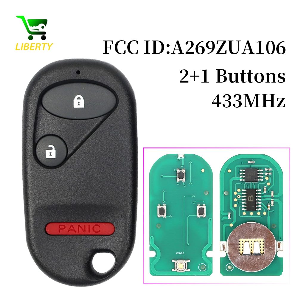 

Liberty A269ZUA106 433MHz Remote Car Key 2+1 Button Fob for Honda Civic 1996 1997 1998 1999 2000 Accord 1994 1995 1996 1997