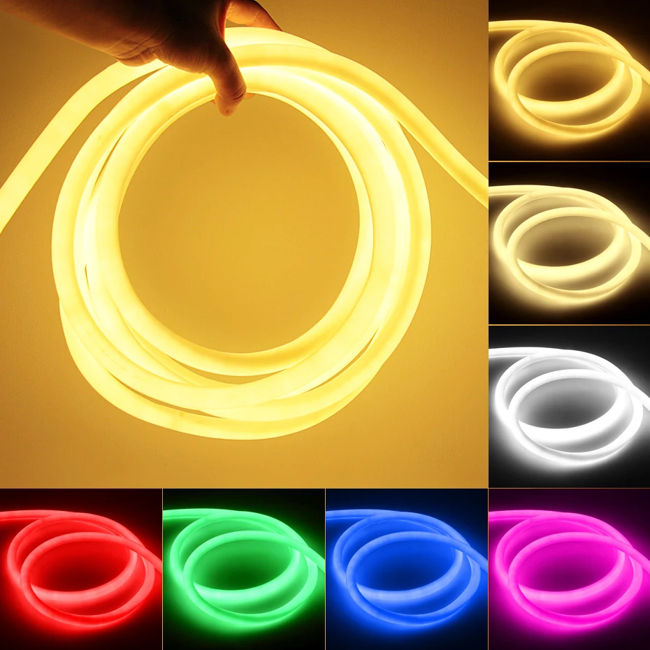 100m 50m 360 Round Neon Led Strip Light 220V 120 LEDs/m 2835 SMD Flexible Neon Rope Lights IP67 Waterproof for Outdoor Decor