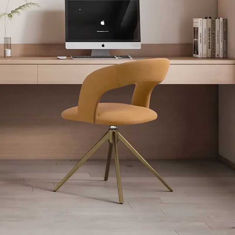 Revolving Living Room Chair Luxury High End Backrest Metal Swivel Chair for Study Computer Dressing Meeting Negotiation