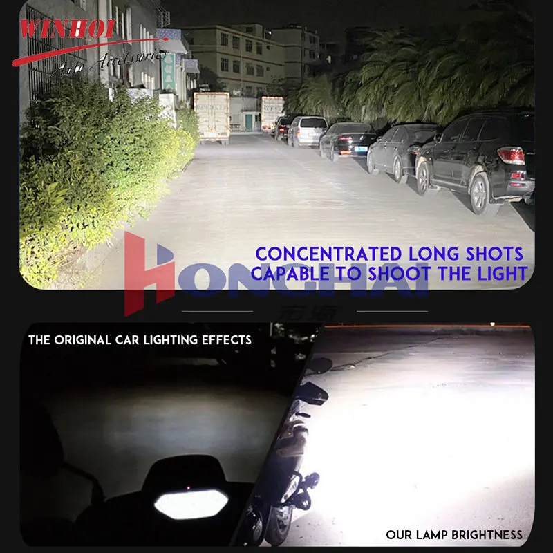 12 LED Motorcycle Headlight High Flash Beam Auxiliary LED Motorcycle Headlight with Switch for Motorbike Scooter Spotlight