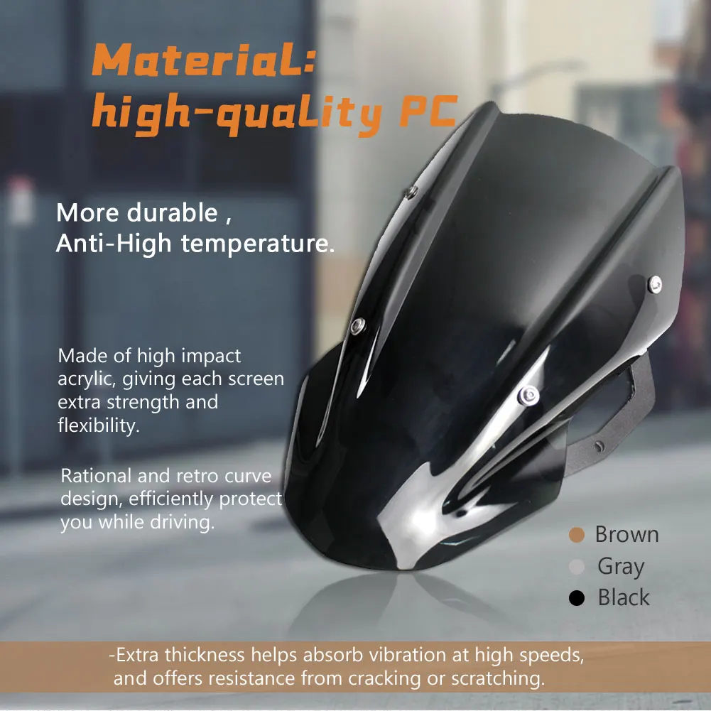 Z 650 Z-650 High Quality ABS Windscreen Windshield Shield Screen with Bracket For Kawasaki Z650 2017 2018 2019 Smoke Black Clear