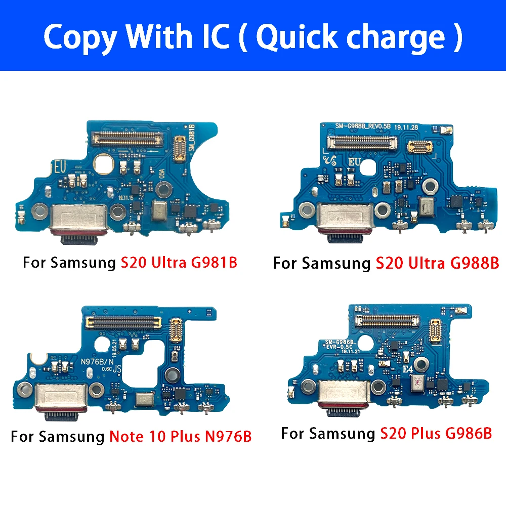 50Pcs，Tested USB Charging Port Micro Dock Connector Board Cable For Samsung Note 10 Lite Plus N970F N976B S20 Ultra Plus S20Fe