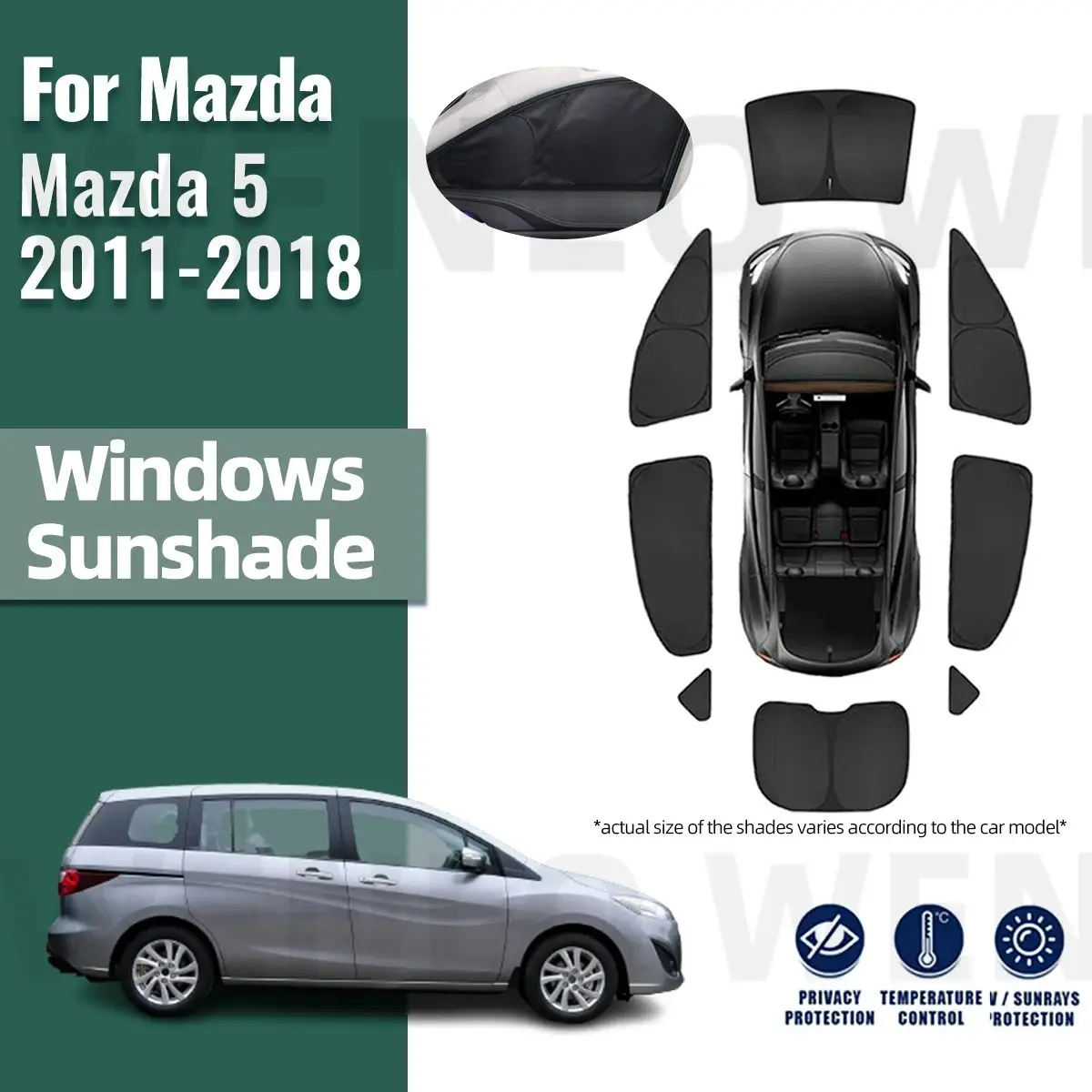 

For Mazda 5 CW 2011-2018 Full Cover Car Sunshade Visor Front Windshield Frame Curtain Baby Rear Side Window Sun Shade Shield