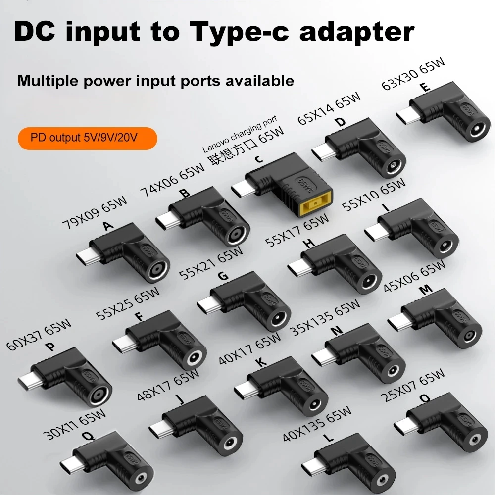 Adaptador de carga rápida para ordenador portátil, Conector de CC hembra a tipo C macho PD, accesorios para Lenovo, Hp y Asus