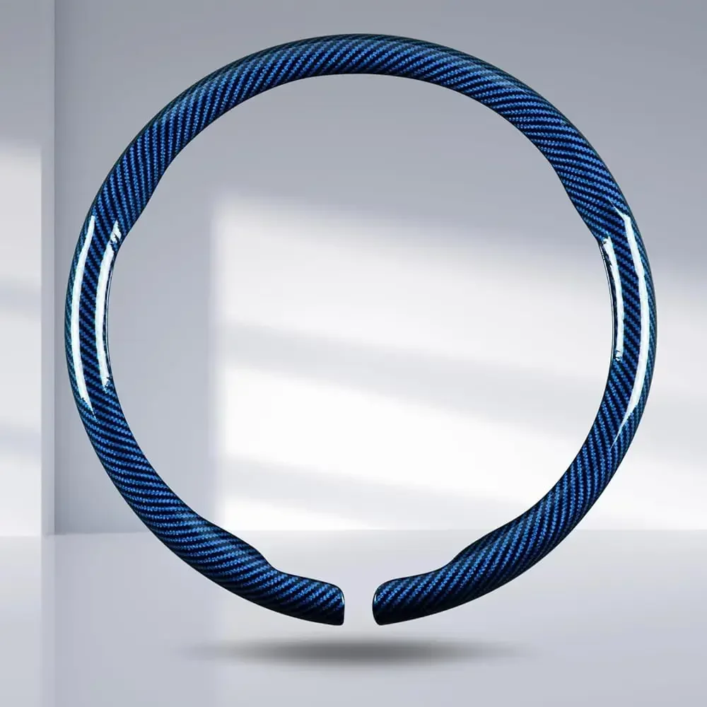 

Car Steering Wheel Cover Carbon Fiber Snap On Steering Wheel Accessories Wrap 14.5-15 inch Universal Grip Anti-Skid Protector