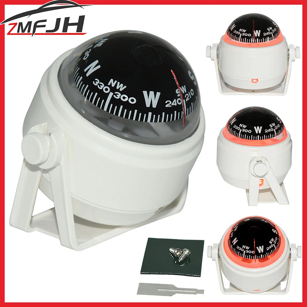 

Navigation Car Compass For Marine Car Boat Pivoting Electronic LED Light Guide Ball Vehicle Navigation Tool Compass Accessories