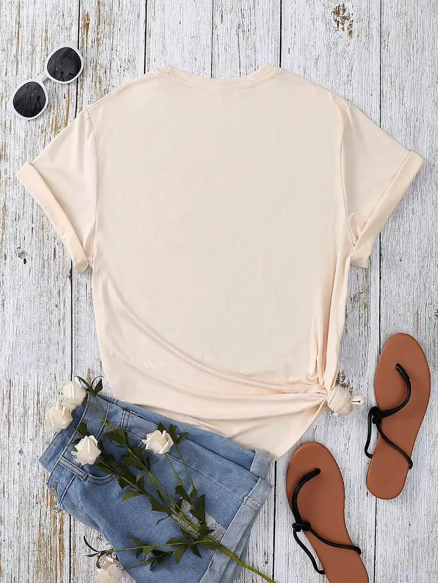 Colorful Oil Painting Sun Beach Design Womens T Shirts Cotton Casual T Shirt Summer O-Neck Streetwear Soft Oversized Tops