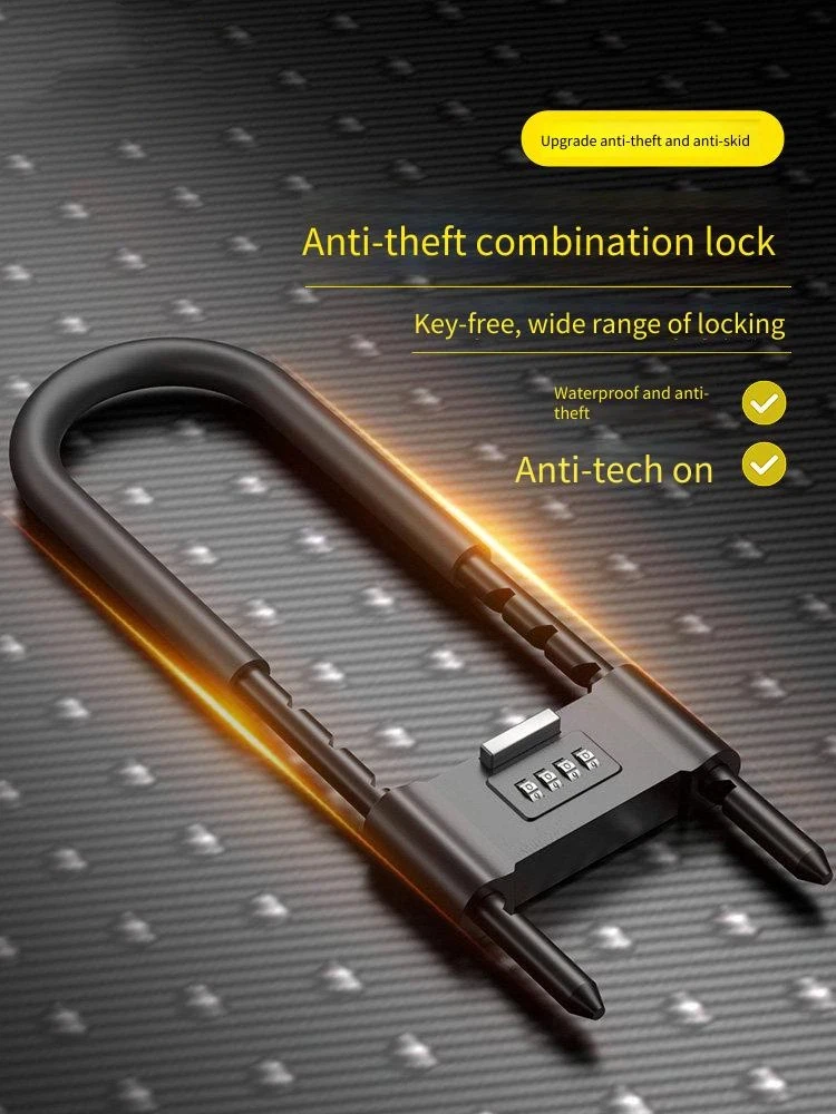Password Lock Glass Door U-shaped Lock Rust-proof U-shaped Lock Door Lock Lock Lock Household Extended Password Anti-theft Padlo