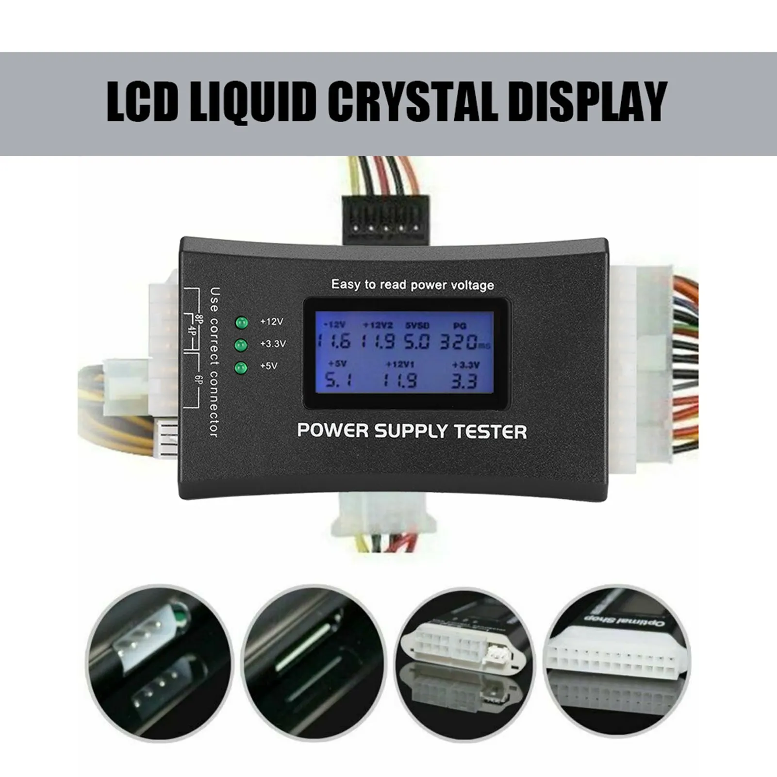 ATX Power Supply Computer Host Inspection and Maintenance Tester Tool with LCD Display