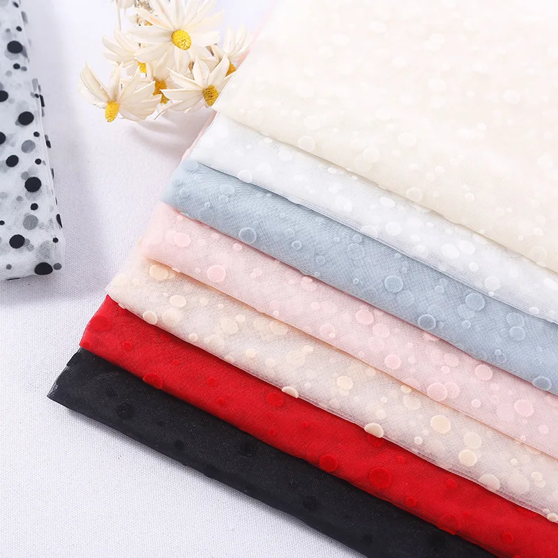 

Флокированная тюлевая ткань, милый горошек с тюлевой тканью для пышного платья и детского платья, ширина 150 см, 2 ярда/единица