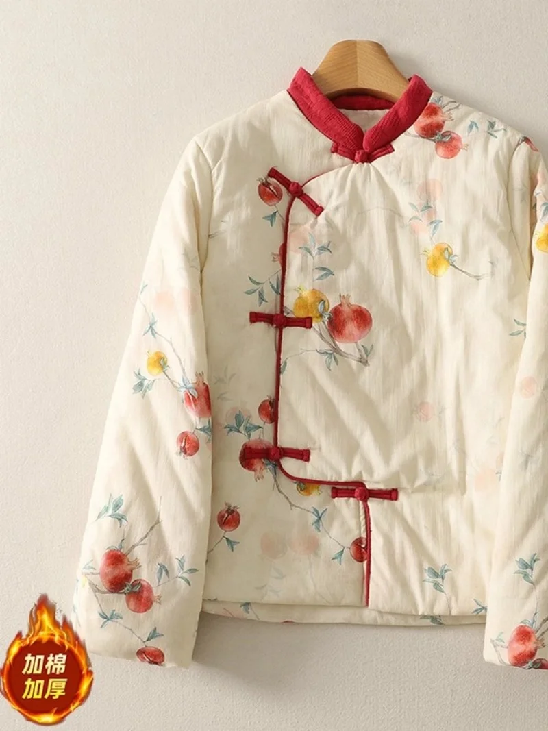 

Новая хлопковая куртка с наклонной пряжкой в китайском стиле для женщин, осенне-зимнее улучшенное пальто Cheongsam w1208