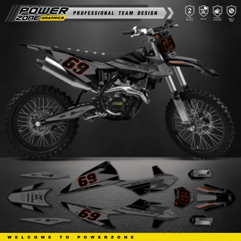 PowerZone Custom Team Graphics Backgrounds Decals Stickers Kit For KTM SX SXF MX 2019-2022 EXC XCW Enduro 20-23 125 to 500cc 47