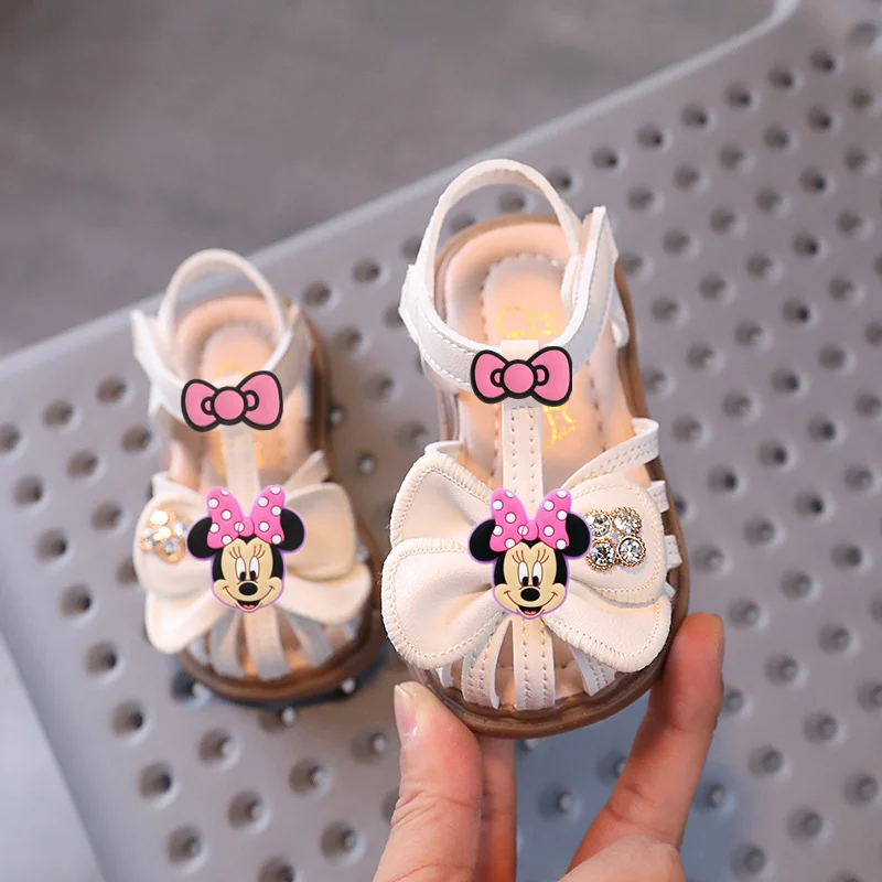 

Disney Princess Soft Sole Beach Shoes Mickey Mouse Baotou Leather Shoes Girl Baby Summer Sandals Baby Toddler Shoes