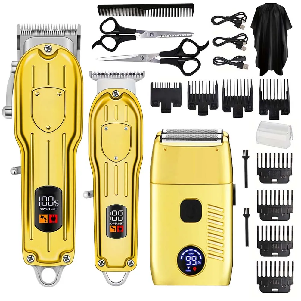 Elektrische Haarschneidemaschine und Rasierer für Männer, USB-Aufladbar, Barttrimmer, Professionelles Friseur-Set