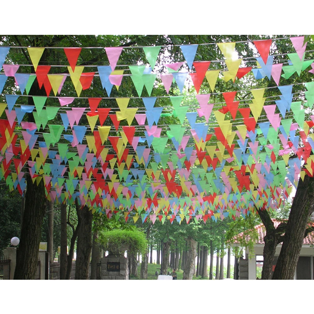 

Colorful Pennant Flags 30M Hanging Pendant Banner Festival Party Decoration Birthday Wedding Outdoor Bunting