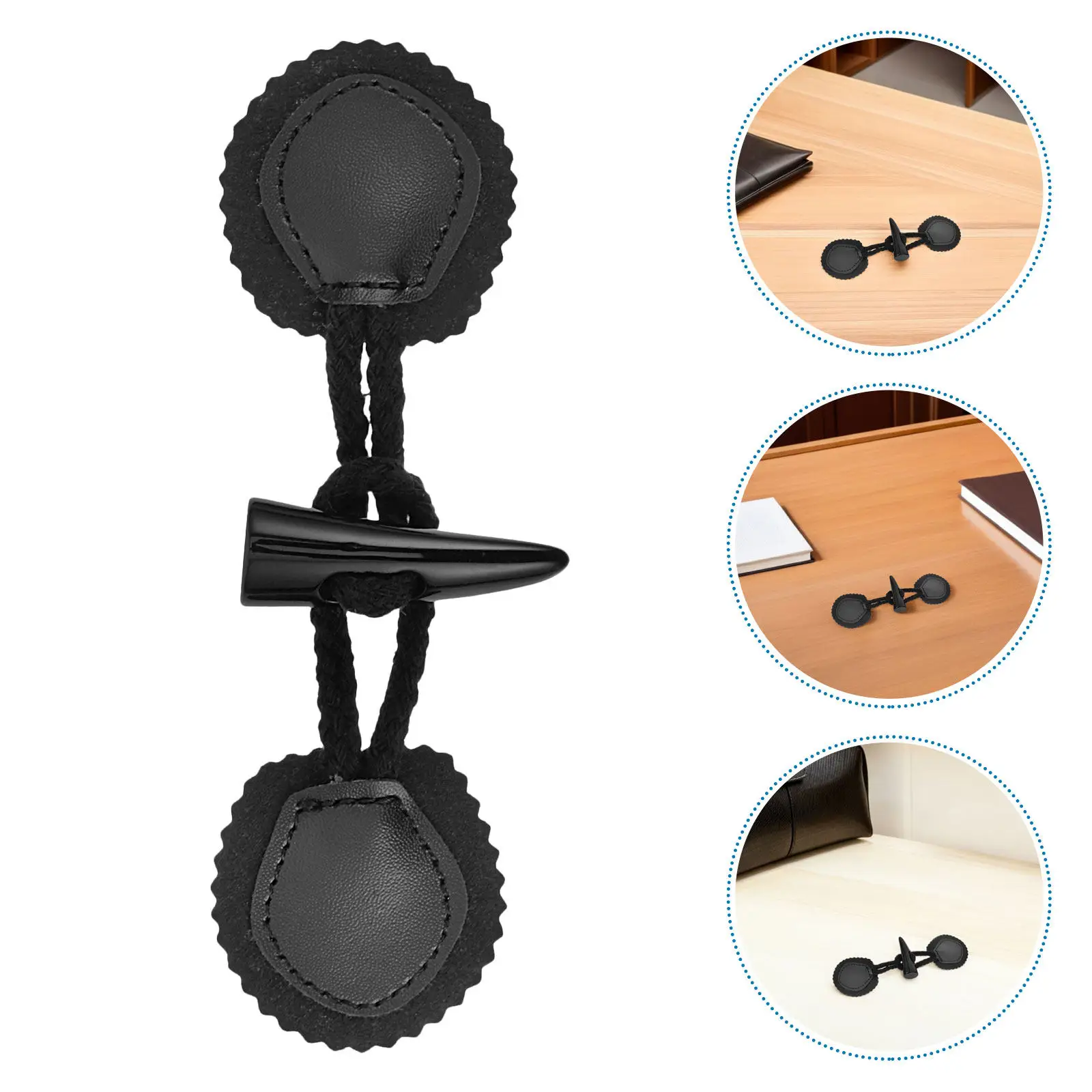 

8Pairs Black Toggle Closure Resin Horn Buttons Classic Sew on Coat Toggle Replacement Winter Knitwear Outerwear Accessories