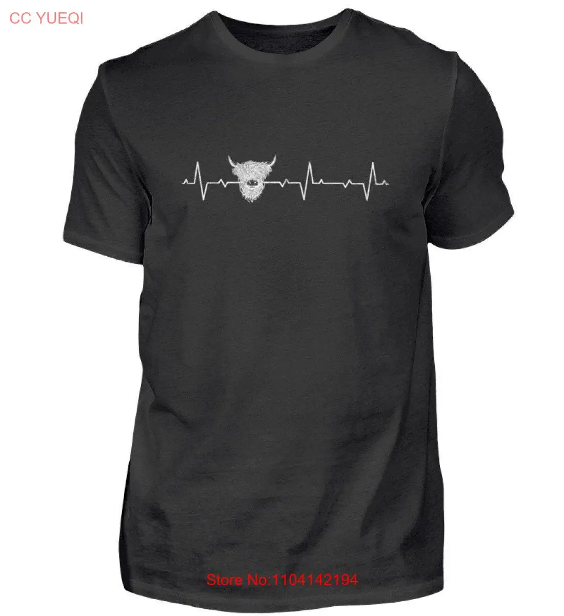 

Мужская футболка Highland Cattle Heartbeat Cows Farm Cow Farmer Motif с длинными или короткими рукавами