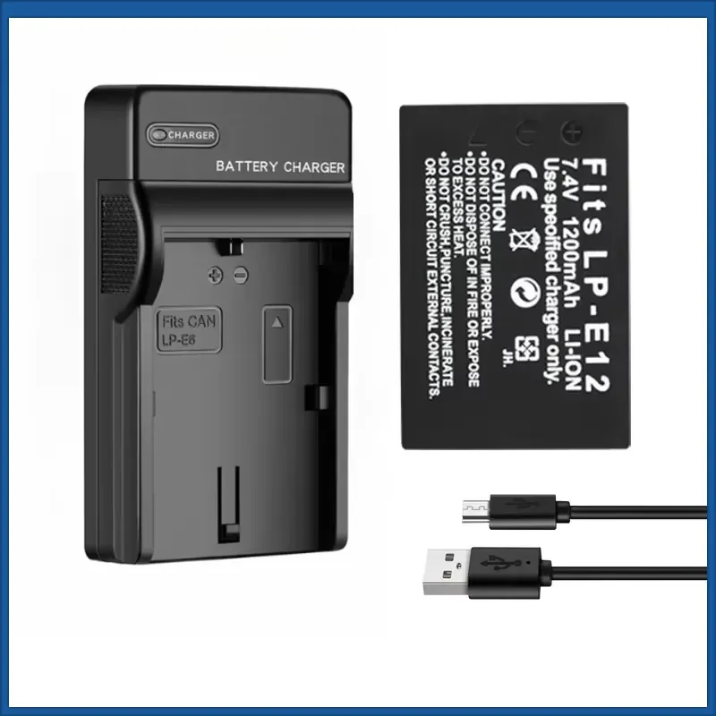 LP-E12 Lithium-ion Battery 7.4V 1200mAh + Charger for Canon EOS Kiss X7 Rebel SL1 M10 M50 M100 100D LPE12 Camera batteries