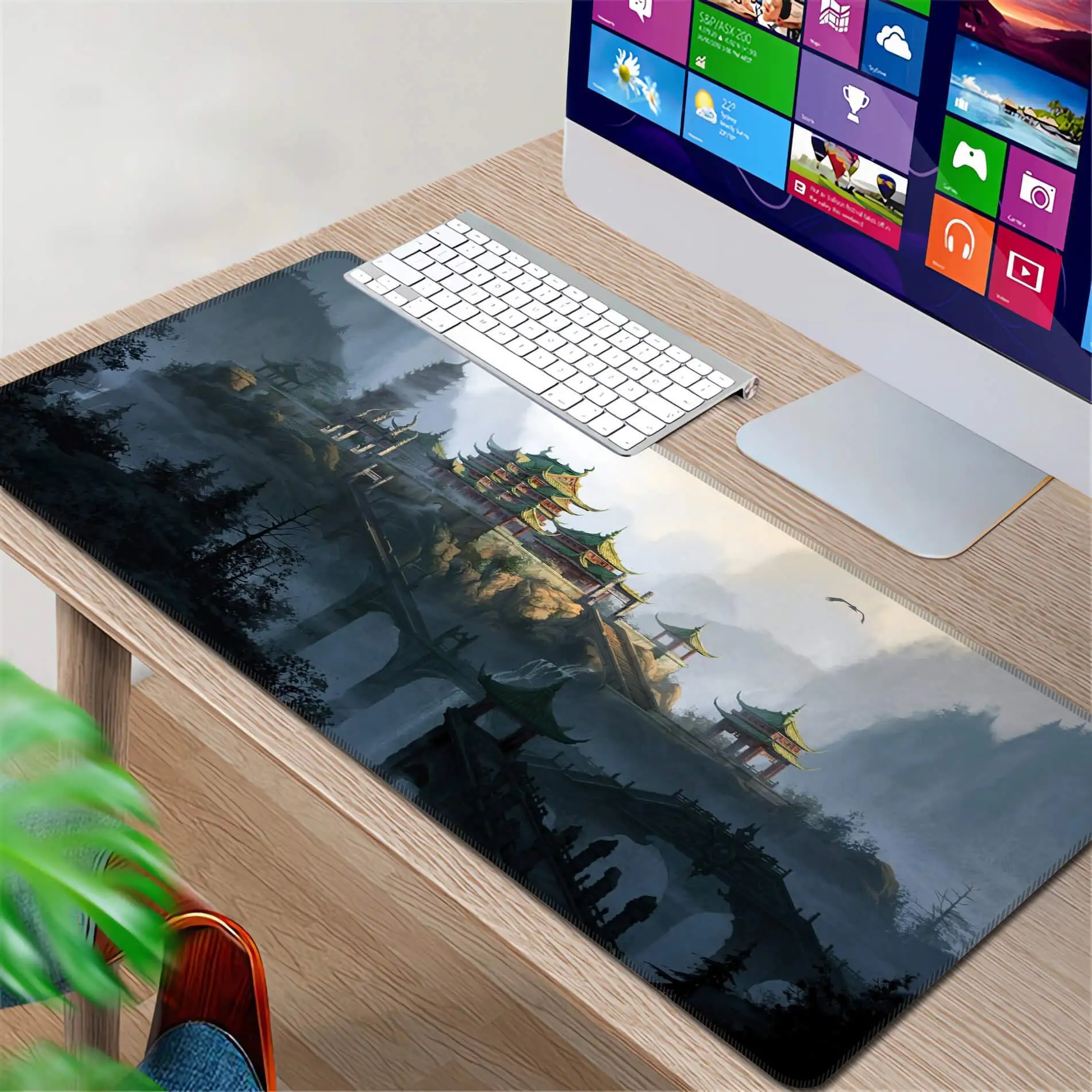 Oriental View Office Rug, XXL Mouse Pad, Cute Office Decoration, Office Rug, Laptop Keyboard Pad Perfect Gift for Friends