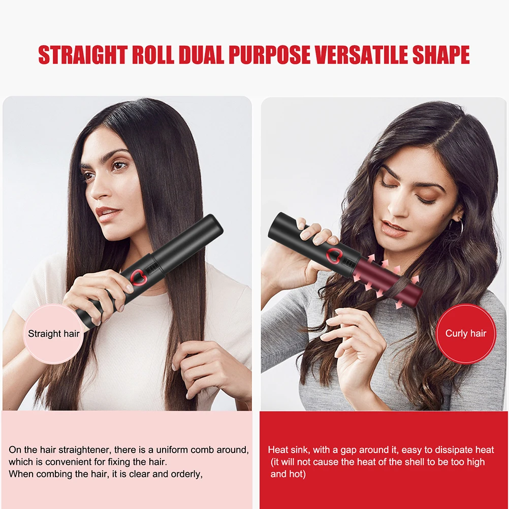 

Professional Usb Charging Straightener Curler Compact Travel Size Durable Alloy Heating Hair Styling Tool For