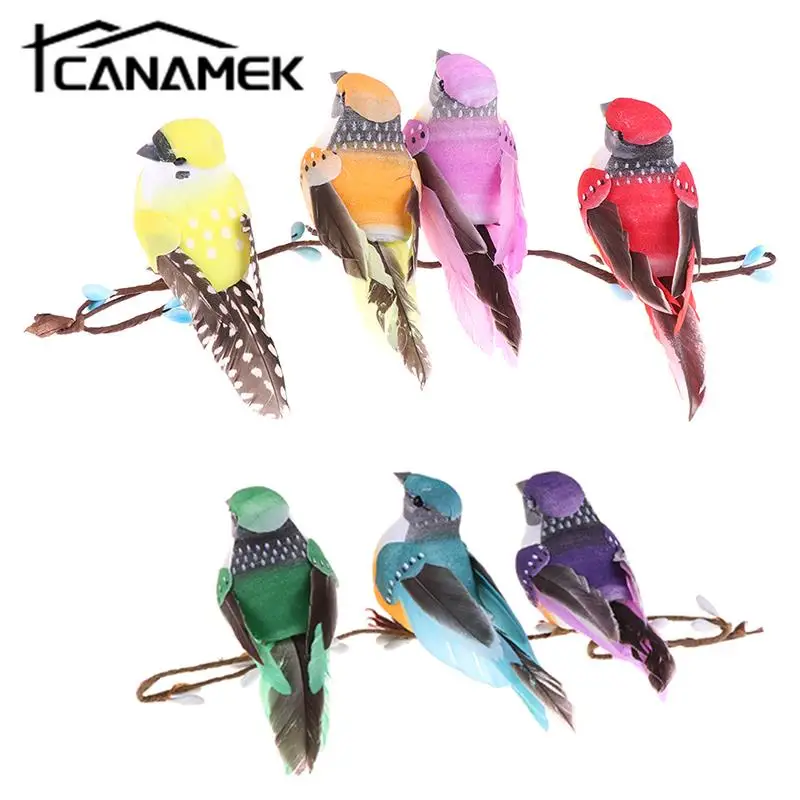 1pc Cute DIY Artificial Decoration Bird Model Sparrow Colorful Mini Bird Foam Feather Tit Craft Birds Emulation