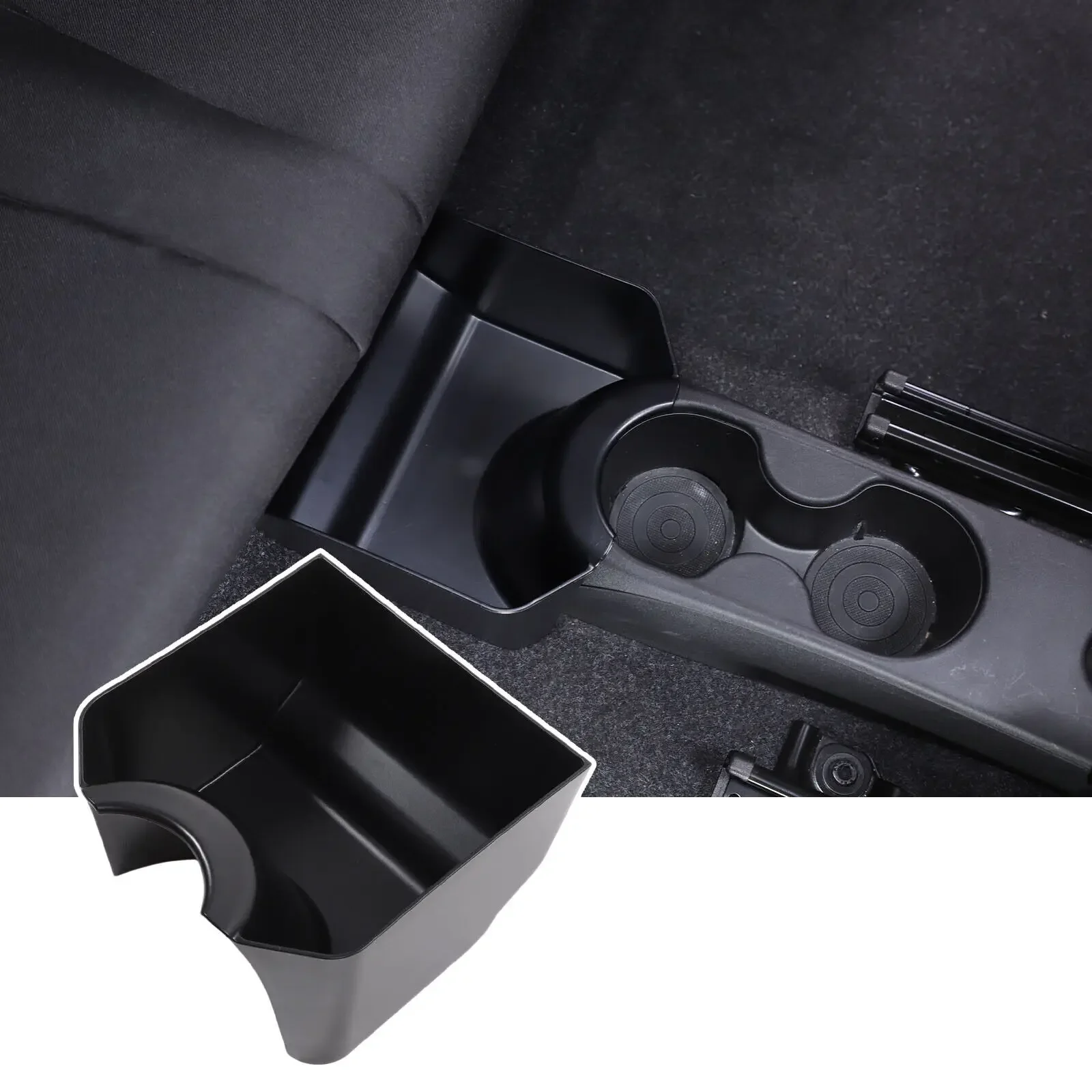 

ABS Black Tidy Organizer Accessories Car Center Control Cup Holder Storage Box Multipurpose Container For Fiat 500 2007-2024