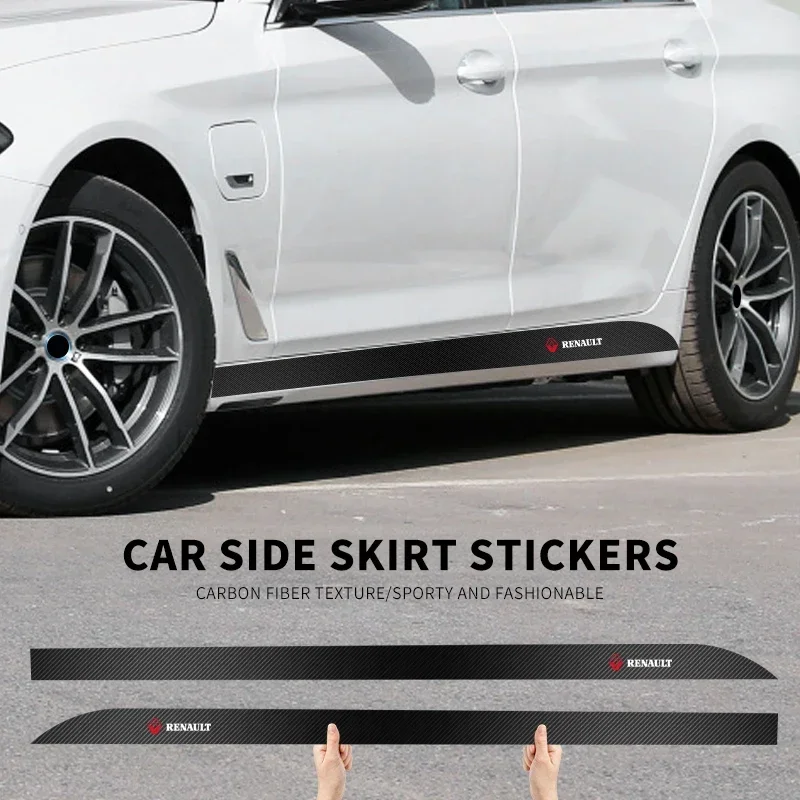 2pcs/set Car Door Side Skirt Sill Stripe Carbon Decals Accessories for Renault koleos duster megane 2 logan clio Car Styling