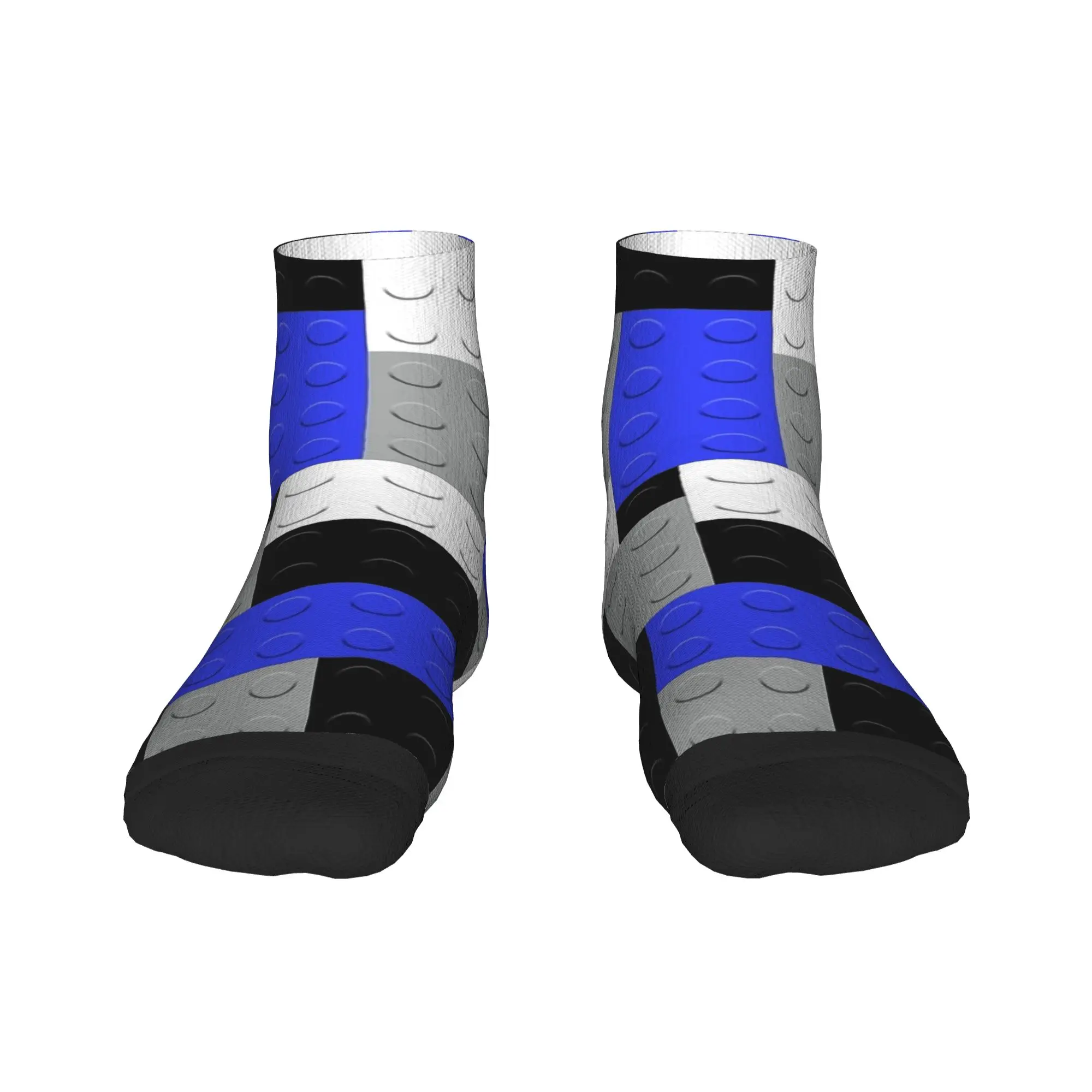 Ankle Socks For Couple Black White Gray Blue Building Blocks Bricks Casual Socks Printed Anti Summer Trendy Running Sports Sock