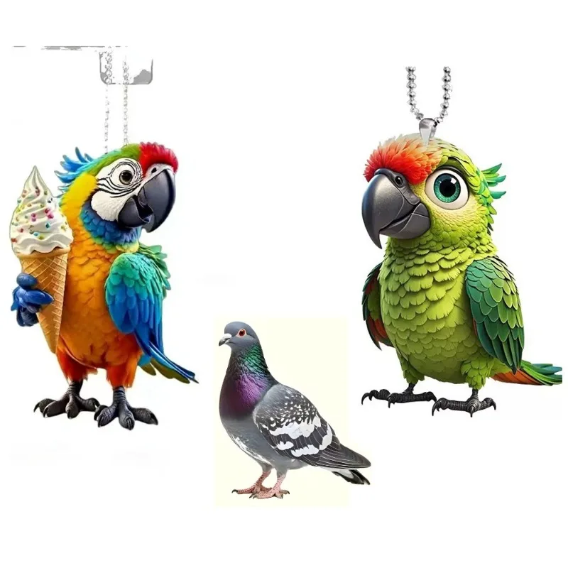 Новый-очаровательный-акриловый-2d-плоский-голубь-попугай-птица-автомобиль-зеркало-заднего-вида-рюкзак-брелок-кулон-забавные-животные-ювелирные-аксессуары